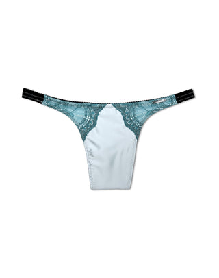 Devotion Satin Tucking Thong Bloomin' Wet Black