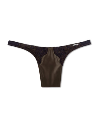 Devotion Satin Tucking Thong Indulgent Brown